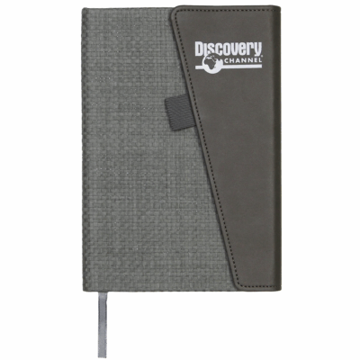 Faux Leather Foldover Notebook 8211 Grey