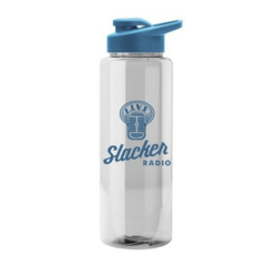 The Guzzler Transparent Bottle with Snap Lid – 32 oz - Guzzlerclearbluelid