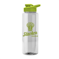The Guzzler Transparent Bottle with Snap Lid – 32 oz - Guzzlerclearlimelid