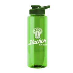 The Guzzler Transparent Bottle with Snap Lid – 32 oz - Guzzlergreen