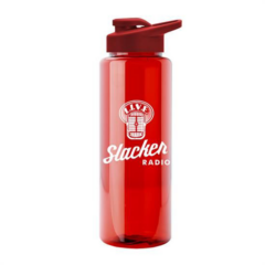 The Guzzler Transparent Bottle with Snap Lid – 32 oz - Guzzlerred