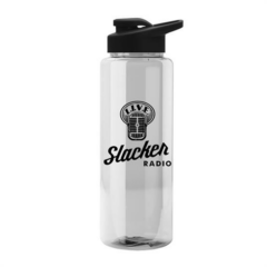 The Guzzler Transparent Bottle with Snap Lid – 32 oz - guzzlerclearblacklid