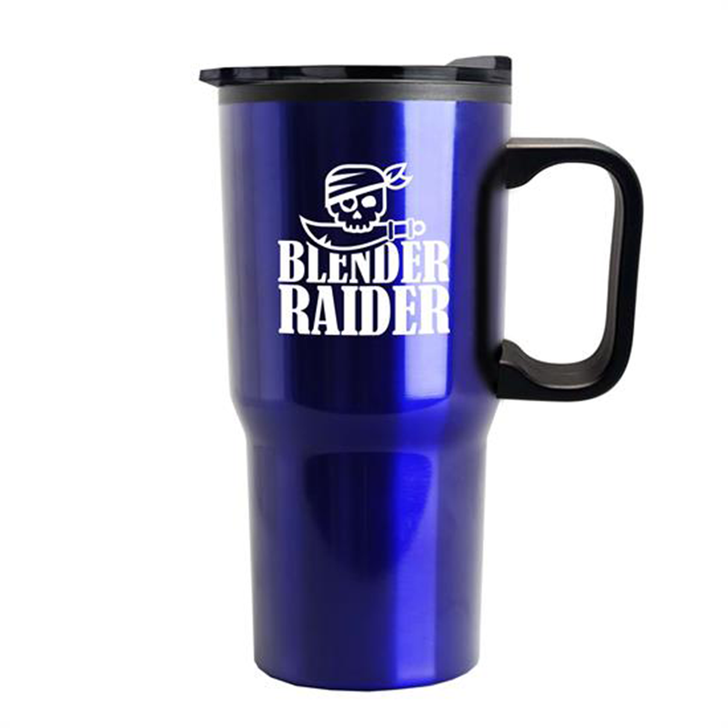 The Major Stainless Steel Auto Tumbler with Plastic Handle – 18 oz - majormetallicblue
