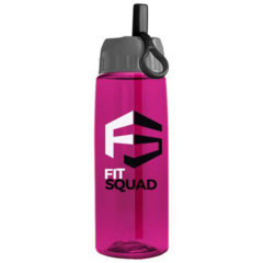 The Flair Transparent Bottle with Ring Straw Lid – 26 oz - ringflairfuchsia