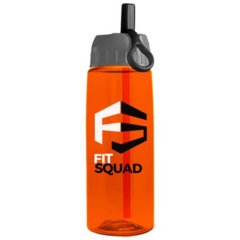 The Flair Transparent Bottle with Ring Straw Lid – 26 oz - ringflairorange