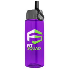 The Flair Transparent Bottle with Ring Straw Lid – 26 oz - ringflairviolet