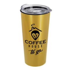 The Roadmaster Travel Tumbler with Clear Slide Lid – 18 oz - roadmetallicgold