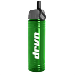 Slim Fit Water Bottle with Ring Straw Lid – 24 oz - slimfitgreen