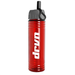 Slim Fit Water Bottle with Ring Straw Lid – 24 oz - slimfitred