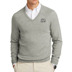 Brooks Brothers® Cotton Stretch V-Neck Sweater - 27904-LtShdGyHtr-0-BB18400LtShdGyHtrModelFront-337W