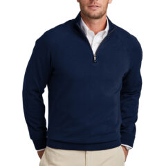 Brooks Brothers® Cotton Stretch 1/4-Zip Sweater - 27908-NavyBlazer-0-BB18402NavyBlazerModelFront-1200W