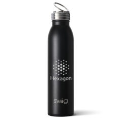 Swig Life™ Stainless Steel Bottle – 20 oz - 55417_BLK_Back_Silkscreen