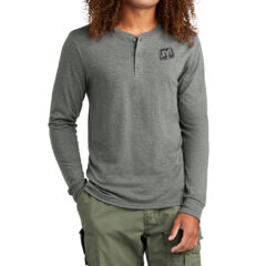 District® Perfect Tri® Long Sleeve Henley - DT145_heatheredcharcoal_model_front