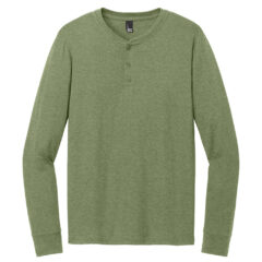 District® Perfect Tri® Long Sleeve Henley - DT145_militarygreenfrost_flat_front