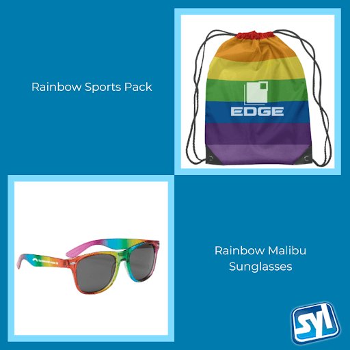 Top pride swag items and rainbow sports pack and rainbow Malibu sunglasses 