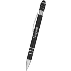 Spin Top Pen with Stylus - 11176_METBLK_Silkscreen