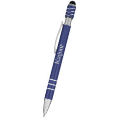 Spin Top Pen with Stylus - 11176_METBLU_Silkscreen