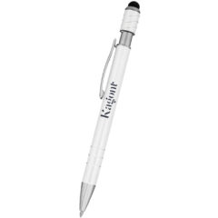 Spin Top Pen with Stylus - 11176_METWHT_Silkscreen