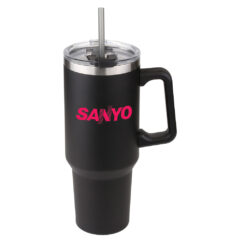 Sequoia Double-Wall Stainless Travel Mug with Straw – 40 oz - KM-35-BLACK-FRONT-RGB-scaled
