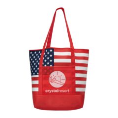 American Flag Non-Woven Tote Bag with Pocket - American Flag Non-Woven Tote Bag with Pocket 8211 Red
