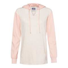 MV Sport Women’s French Terry Hooded Pullover with Colorblocked Sleeves - MV_Sport_W20145_Cameo_Pink-_Oatmeal_Front_High