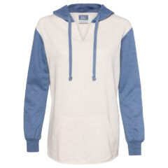 MV Sport Women’s French Terry Hooded Pullover with Colorblocked Sleeves - MV_Sport_W20145_Stonewash-_Oatmeal_Front_High