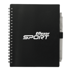 FSC® Recycled Spiral Notebook w/ RPET Pen - SM-5268BK_D_FR-1