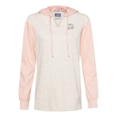 MV Sport Women’s French Terry Hooded Pullover with Colorblocked Sleeves - mainpink