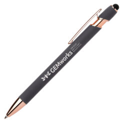 Ellipse Gel Softy Rose Gold Pen with Stylus - mry-gray-425