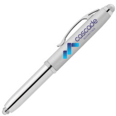 Vivano Softy Metallic Pen with LED Light and Stylus - msl-c-silver-179-4
