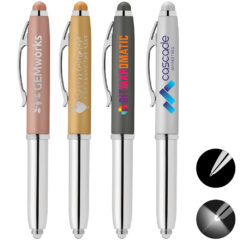 Vivano Softy Metallic Pen with LED Light and Stylus - msl-group