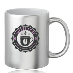 Metallic Ceramic Mug – 11 oz - silver