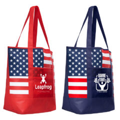 American Flag Non-Woven Tote Bag with Pocket - ufw-navy-blue-2767