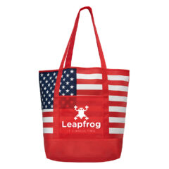 American Flag Non-Woven Tote Bag with Pocket - ufw-red-199