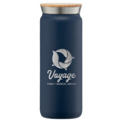 Nordic Plus Double Wall Copper Lined Stainless Steel Tumbler with Bamboo Lid – 18 oz - wdr-l-navy-534