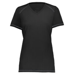 Augusta Sportswear Women’s Super Soft-Spun Poly V-Neck T-Shirt - Augusta_Sportswear_6844_Black_Front_High