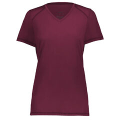 Augusta Sportswear Women’s Super Soft-Spun Poly V-Neck T-Shirt - Augusta_Sportswear_6844_Maroon_Front_High