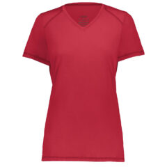 Augusta Sportswear Women’s Super Soft-Spun Poly V-Neck T-Shirt - Augusta_Sportswear_6844_Scarlet_Front_High