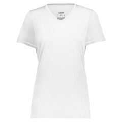 Augusta Sportswear Women’s Super Soft-Spun Poly V-Neck T-Shirt - Augusta_Sportswear_6844_White_Front_High