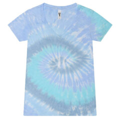 Colortone Women’s Tie-Dyed V-Neck T-Shirt - Colortone_1075_Lagoon_Front_High