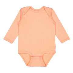 Rabbit Skins Infant Fine Jersey Long Sleeve Bodysuit - Rabbit_Skins_4421_Peachy_Front_High