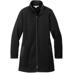 Port Authority® Ladies Arc Sweater Fleece Long Jacket - 32373-DeepBlack-5-L425DeepBlackFlatFront-1200W