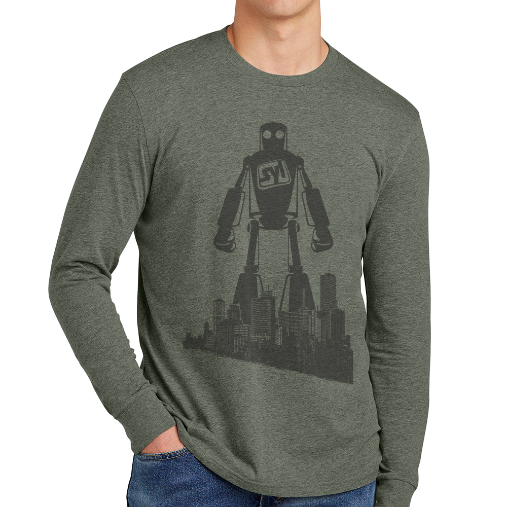 District ®Perfect Blend® CVC Long Sleeve Tee - DT109_HEATHERED OLIVE_Model_Front