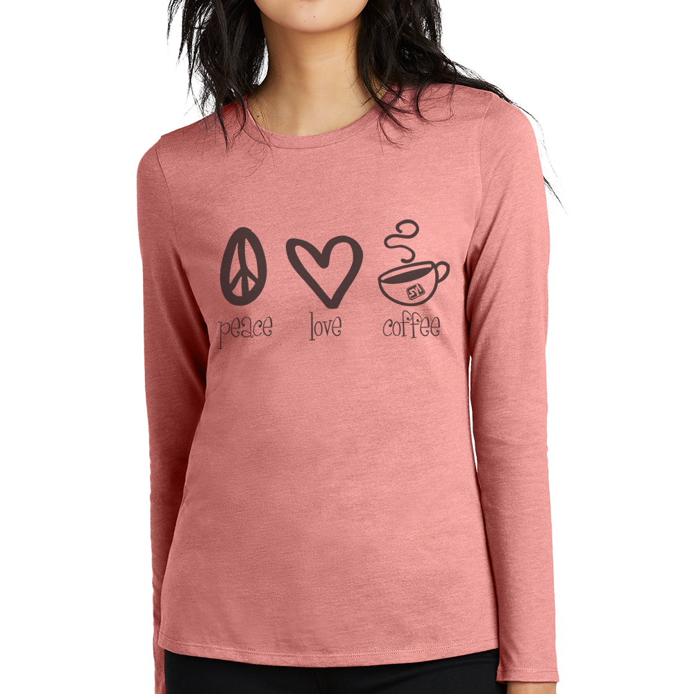 District ® Women’s Perfect Blend ® CVC Long Sleeve Tee - DT110_BLUSH FROST_Model_Front