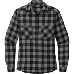 Port Authority® Ladies Plaid Flannel Shirt - LW669_GREY_BLACK BUFFALO CHECK_Flat_Fronttif