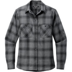 Port Authority® Ladies Plaid Flannel Shirt - LW669_GREY_BLACK OPEN