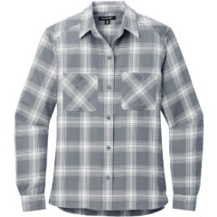 Port Authority® Ladies Plaid Flannel Shirt - LW669_GREY_CREAM OPEN PLAID_Flat_Fronttif