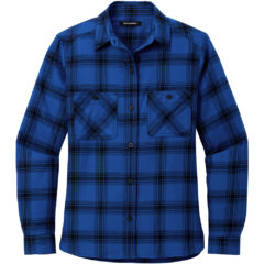 Port Authority® Ladies Plaid Flannel Shirt - LW669_ROYAL_BLACK OPEN PLAID_Flat_Fronttif