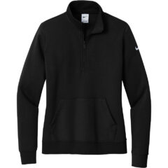 Nike Women’s Club Fleece Sleeve Swoosh 1/2-Zip - NKDX6720_BLACK_Flat_Fronttif