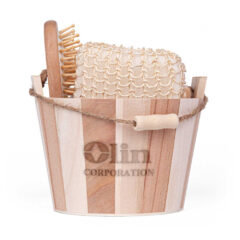 Bamboo Bucket Bath and Massage Set – 5 pieces - h172-50-front